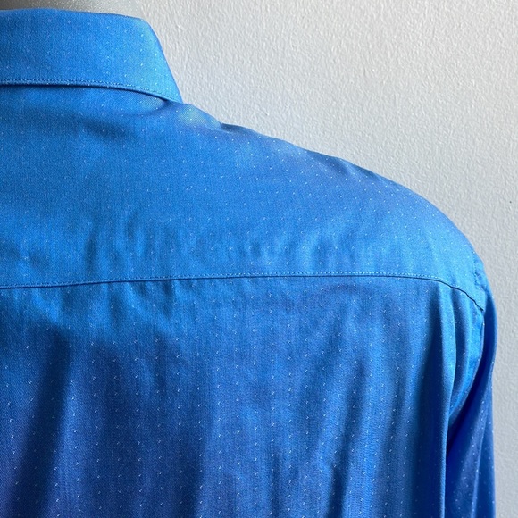 Blue Calvin Klein Non Iron Long Sleeve Dress Shirt Size 17 (xl) - Picture 4 of 7